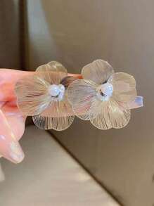 1 Pair Fashionable Flower Decor Ear Studs, Suitable For Daily Wear For Women
