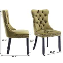 2/4/6 Piece Set Velvet Upholstered Dining Chairs, Wingback  Side Chairs Button Tufted With Solid Wood Legs For Kitchen,Dining Room. - Olive Green - View 10