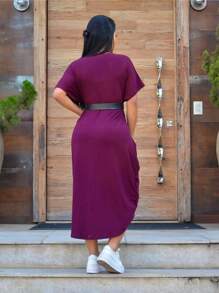 Women Dresses - 酒紅色 - 查看 2