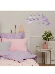 12pcs Purple 3D Hollow Out Butterfly Sticker Purple Butterfly Decorations For Wedding Birthday Party Cake And Room Decorations 3D Butterfly Wall Decor 12pcs 3 Sizes - Mauve Purple - View 8