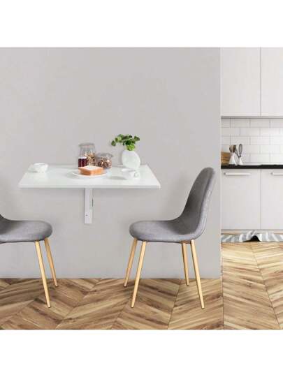 Wand Tafel Hang Foldable Folding Space Saving Portable Adjustable Made Of MDF Pine 80 60 45 Cm Laptop Bureau Living Room Dining (White) view 2