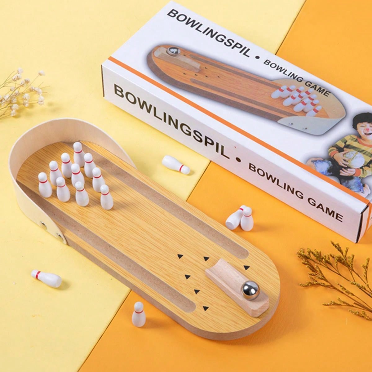 Children'S Wooden Mini Bowling Ball Game For ParentChild Interaction