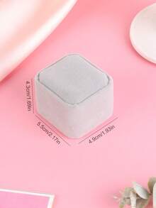 1 Pieza Caja De Anillo De Compromiso Aterciopelada De Gama Alta - Gris - Ver 8