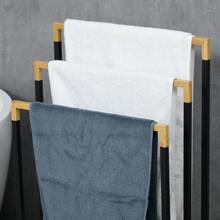 kleankin Porte-serviettes en bambou et acier sur pieds avec 3 barres support pour serviette 45 x 22,5 x 86 cm - noir et naturel