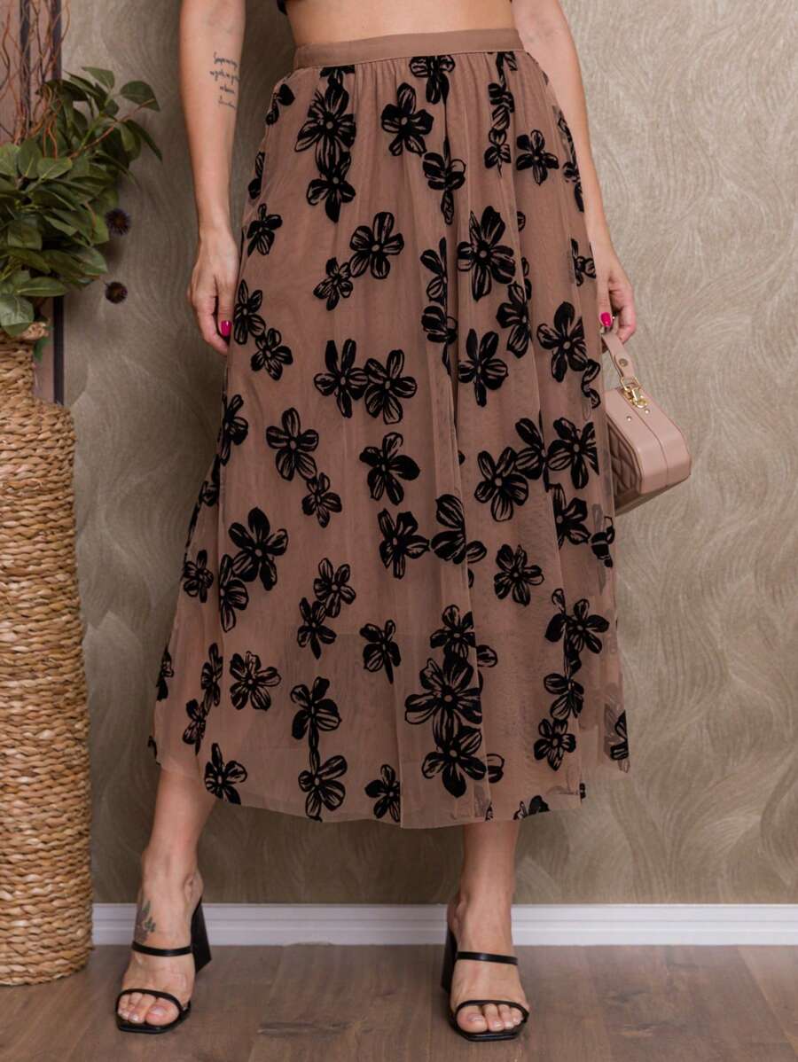 Women Skirts - 棕色 - 查看 1