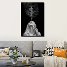 1 Miếng , Đen & Trắng Tranh Canvas Nghệ Thuật Treo Tường , Cô gái Gợi cảm Khói bụi Của Tiền Hiện đại Áp phích In ấn , Nhà  Phòng khách Văn phòng Phòng thu Đồ trang trí , Không khung , 15.7*23.6 Inch - A - Xem 7