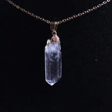 1pc Asymmetrical Shape Natural Rock Crystal Stone Pillar Pendant Necklace Women Fashion White Clear Quartz Chain Healing Choker Jewelry For Women Girls Gifts - Irregular Strips - View 4