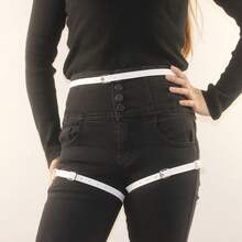 1pc Women's Leather Tie-Up Waist Belt, Perfect For Bar And Nightclub - White - View 3