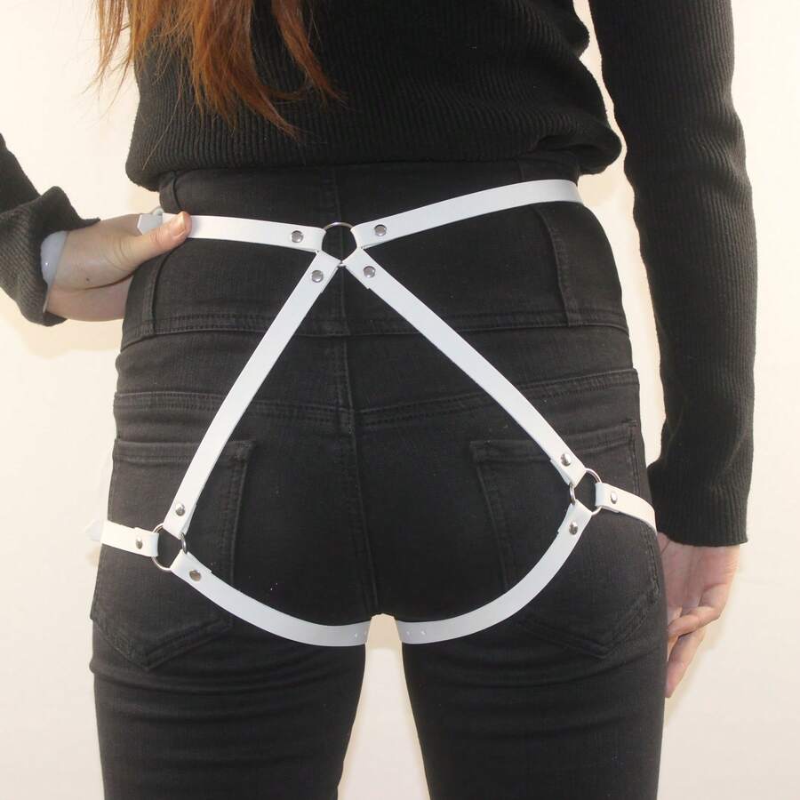 1pc Women's Leather Tie-Up Waist Belt, Perfect For Bar And Nightclub - White - View 1