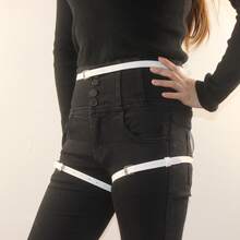 1pc Women's Leather Tie-Up Waist Belt, Perfect For Bar And Nightclub - White - View 4