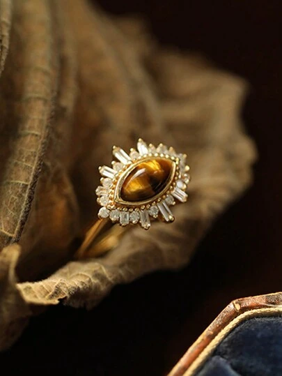 Stylever 1pc Anillo De Krocodilita Único Vintage Joyería De Mujer Para Mujer Plata De Ley S925 Exquisitos Ojos De Tigre Amarillos Naturales Piedras Caídas Anillo Único Joyería Fina Regalos Para Niñas Cumpleaños Fiesta De Graduación Para La Vida Diaria Decoración De Citas