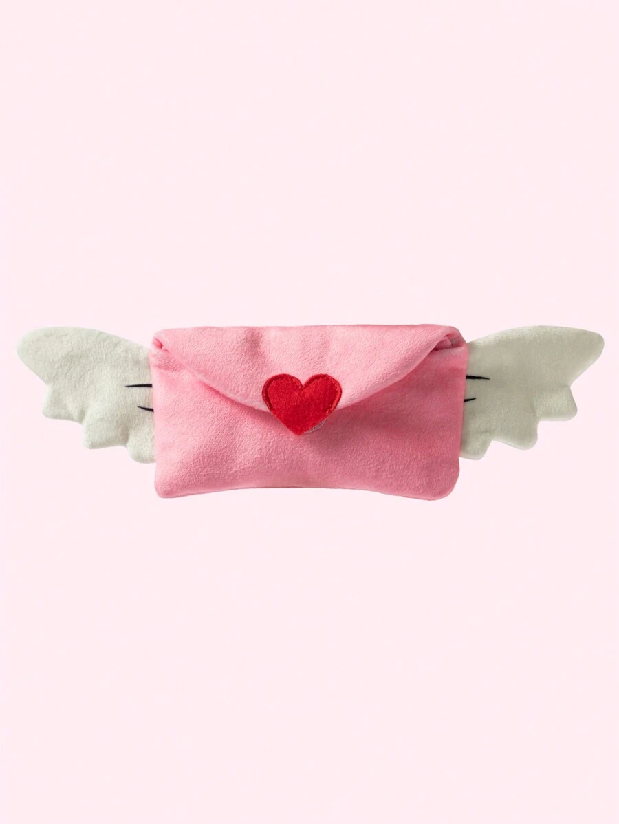 Hollypet 1pc Pink Envelope Heart Shaped Plush Toy For Pets With Sound, Hidden Food And Suitable For Self Entertainment. A Great Gift For Dogs And Cats. - Pink - View 1