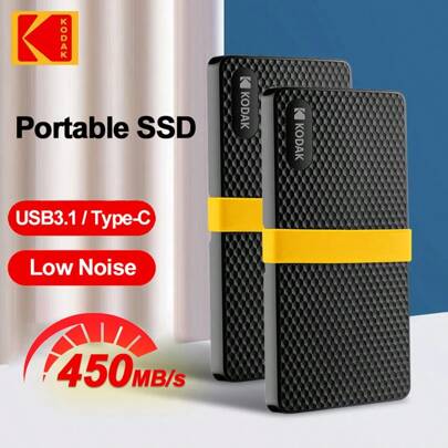  Kodak Portable SSD 1TB/2TB Type-C USB3.1 External PSSD 256GB/512GB X200 Mini Hard Drive HDD For Desktop/Laptop/Smartphone