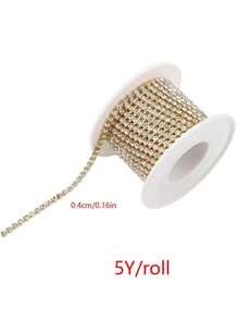 1入組-5米diy鑲嵌鏈,鑲嵌鏈裝飾,鑲嵌爪鏈 - 金色 - 查看 4
