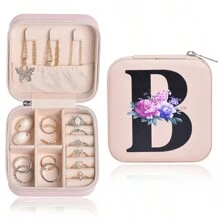 Travel Jewelry Box Jewelry Storage Box Jewelry Box, Essential Accessories For Travel Honeymoon, Bridesmaid Proposal Gift, Wedding Engagement Gift, Small Mini Earring Ring Jewelry Box Storage Box Without Mirror-Pink(Jewelry  Not  Included) - Pink - View 21