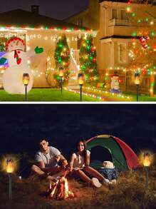 6/4/2/1 peça Luzes de Tocha Solar Impermeável para Uso Externo, Tochas LED com Chamas Tremeluzentes, Luzes de Decoração Externas para Jardim, Pátio do Quintal, Decoração Externa Automática, Decoração de Jardim, Acampamento, Luzes Solares Exteriores - Preto - Visão 10