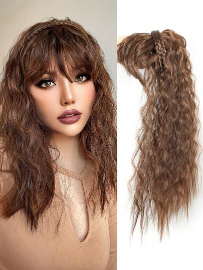 捲髮假髮頭套女性白髮假髮片女性長直髮一片無標記髮片塊