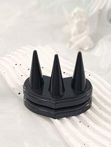 1pc Cone-Shaped Plastic Ring Display Stand, Stylish Ring Holder For Wedding Rings And Finger Jewelry, Elegant Jewelry Organizer And Rack For Rings And Accessories For Your Precious Pieces - Black - View 3