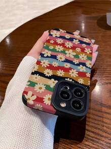 1 pieza Funda de teléfono TPU anti caída con diseño floral y acabado esmerilado, compatible con IPhone y Samsung 15/15plus/15pro/15promax
