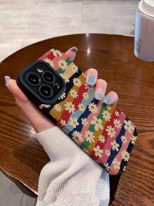 1 pieza Funda de teléfono TPU anti caída con diseño floral y acabado esmerilado, compatible con IPhone y Samsung 15/15plus/15pro/15promax