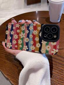 1 pieza Funda de teléfono TPU anti caída con diseño floral y acabado esmerilado, compatible con IPhone y Samsung 15/15plus/15pro/15promax