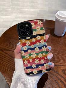1 pieza Funda de teléfono TPU anti caída con diseño floral y acabado esmerilado, compatible con IPhone y Samsung 15/15plus/15pro/15promax