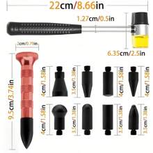 汽車除冰雹凹痕無需噴漆的修復工具套件,包括橡膠錘和打擊工具 - 黑色 - 查看 2