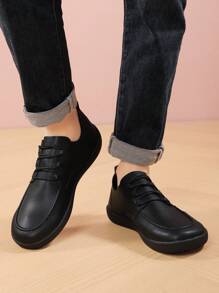 Zapatos De Hombre Mocasines Cómodos Y Transpirables De Punta Ancha, Zapatos Planos Con Puntera Ancha Y Sin Tacón Para Los Pies Descalzos, Zapatos De Gran Tamaño Para Hombre. - Negro - Ver 1