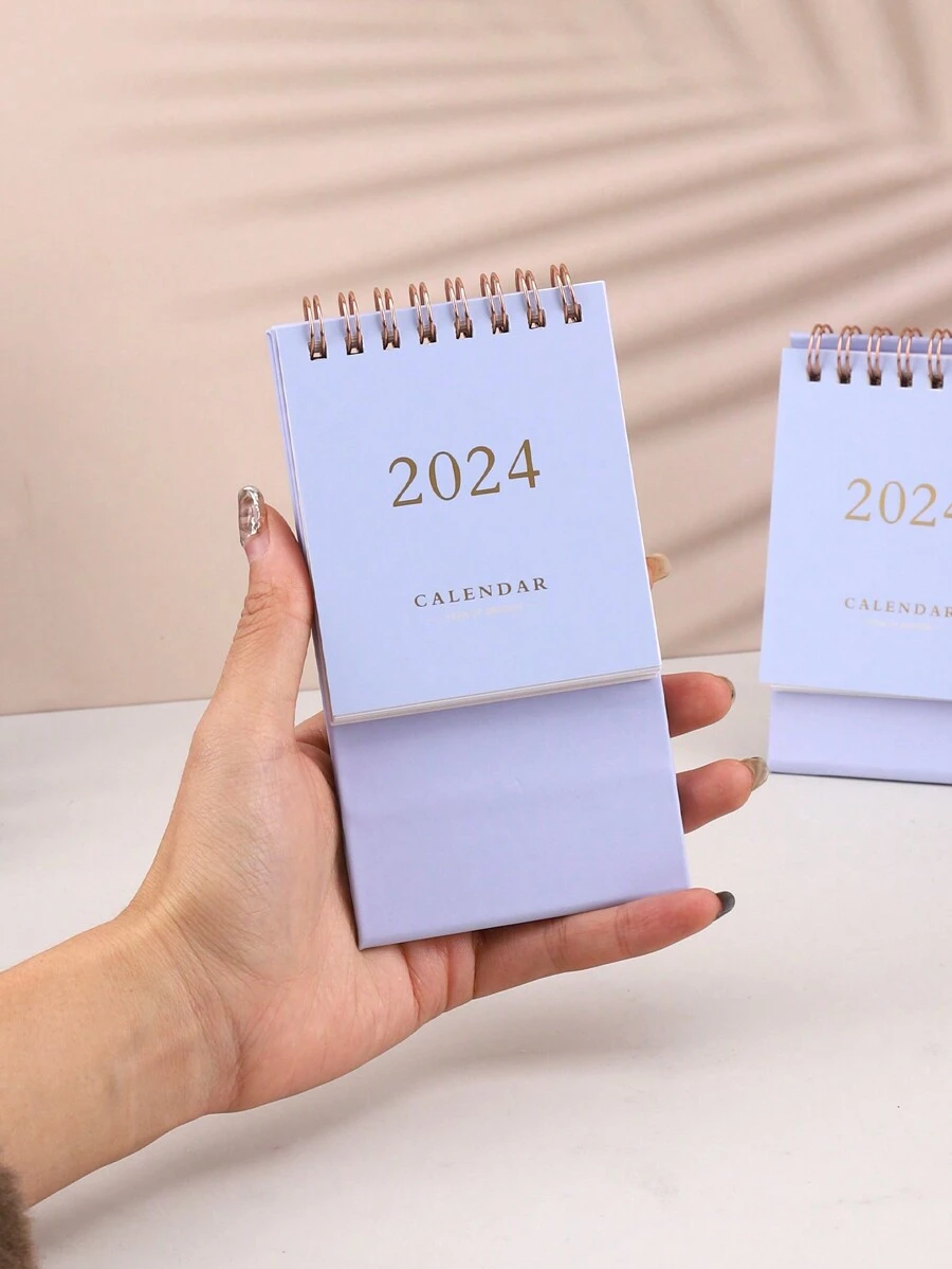 1件 2024迷你可愛桌面日曆 卡通辦公桌配件 備忘錄本 禮品 學用品