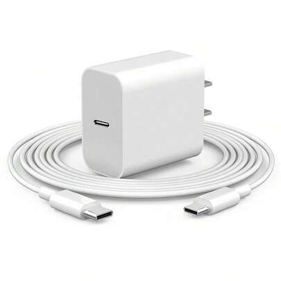 20W PD 充电器套件：1 个彩色 20W 快速充电适配器 + 1 个 3.3 英尺/100 厘米 USB C 至 C 高速数据传输充电线，兼容 15 Pro Max/15 Pro/15 Plus/15 和 S25/S24 Ultra/S24/S23 Ultra/S23/S22/S21 系列快速充电，适用于旅行、办公室、宿舍和家庭