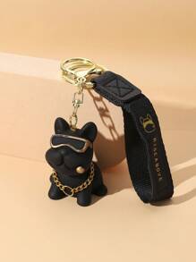 1 件创意可爱卡通斗牛犬设计个性化钥匙扣包包挂件汽车饰品包包饰品学校圣诞礼物 - 彩色 - 查看 1