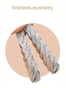 1對五顏六色的鑲有鑽石的彈性抗鬆高跟鞋帶,防止鞋跟滑脫,裝飾和安全的鞋帶抗鬆拉帶 - 彩色 - 查看 3