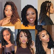 Springy Afro Twist Hair Marley Twist Braiding Hair Pre-Separated Kinky Twist Hair Braids Afro Kinky Bulk Afro Curly Synthetic Hair Short 12/16/24" Crochet Braiding Hair Extensions For American Women - Linen Brown - View 7