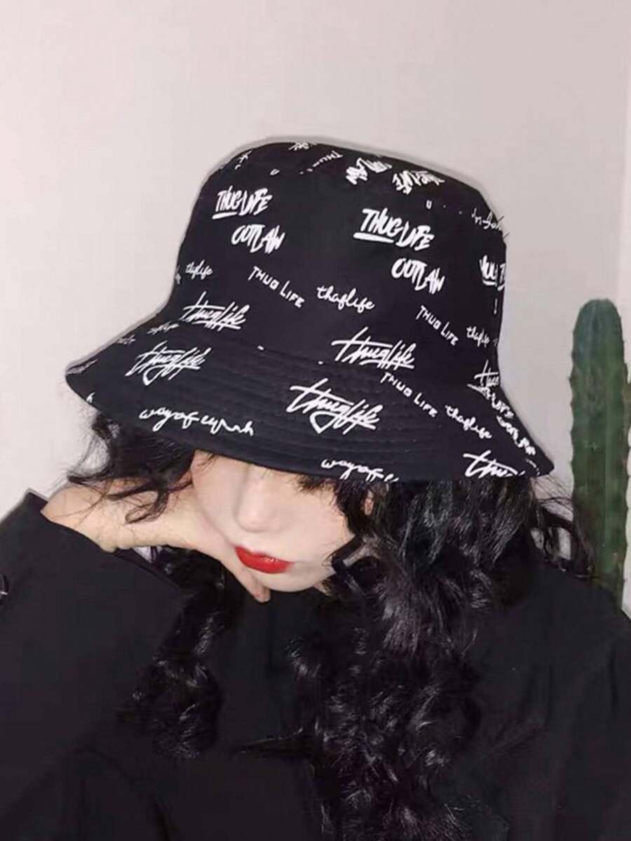 Street 1pc Women's Sun-Protective Foldable Bucket Hat - Black - View 1