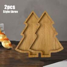 2 件裝食物零食飲料壽司牛排披薩甜點蛋糕和麵包早餐托盤咖啡托盤茶盤熟食板拼盤方便攜帶凹槽手柄家用廚房用品牛排披薩甜點蛋糕和麵包早餐托盤咖啡托盤茶盤熟食板拼盤方便攜帶凹槽手柄家居廚房用品禮品聖誕快樂配件 - 卡其色 - 查看 1