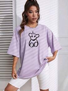 Plus Size T-Shirts - 淡紫色 - 查看 1