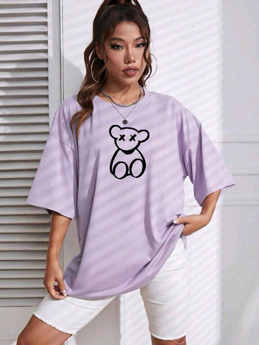 Plus Size T-Shirts - 淡紫色 - 查看 1