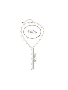 1條人造珍珠長項鍊 - 白色 - 查看 5