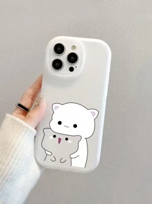 1pc Cartoon Cat Big Eye Frosted Phone Case Compatible With IPhone - Multicolor - View 1