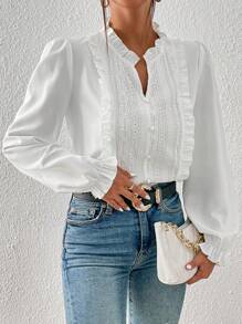 Blusas Blancas De Mujer De Manga Larga Moda Elegante - Blanco - Ver 2