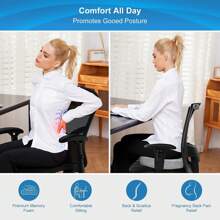 Memory Foam Seat Cushion & Gel Seat Cushion - Ergonomic Chair Cushion For Coccyx Butt Tailbone Sciatica&Back Pain Relief, Comfort With Pressure Support For Office Chair,Car Seat&Wheelchair, Light Gray - Màu Xám nhạt - Xem 8