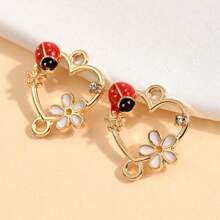 5pcs/set Creative Zinc Alloy Flower & Ladybug Decor Heart Design DIY Jewelry Making Connector For Women For DIY Jewelry Making - Gold - View 2