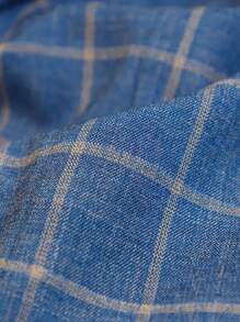 2pcs Young Boy Plaid Suit Set Including Suit Jacket, Pants And Bow Tie, Spring - Blue - View 8