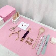 10 Cái/20 Cái/30 Cái/50 Cái/125 Cái Bàn Làm Móng Tay Nghệ Thuật Dùng Một Lần Thảm Thêu Hình Xăm làm Sạch Miếng Lót Phim Tổng Hợp Dụng Cụ Làm Móng Tay Khăn Trải Bàn Thảm Bảo Vệ Móng Tay - Hồng - Xem 3