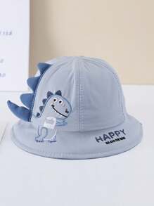 1pc Toddler Girl's 1-2y Cute 3d Dinosaur Embroidery Sun Protection Bucket Hat For Outdoor Activities, Summer - Blue - View 1