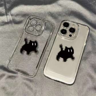 可爱苹果惊吓猫图案印花手机壳适用于 15、14、13、12、11 PRO PLUS MAX X XR XSMAX 7/8 7PLUS/8PLUS 生日礼物送给朋友或自己防水防震防摔防刮