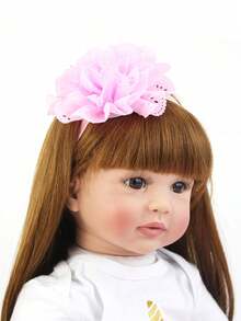 GUESSBELLY Búp bê em bé tái sinh bằng silicon mềm mại giống thật 60cm 24 inch Công chúa sơ sinh Đồ chơi đáng yêu cho bé gái Quà tặng sinh nhật khi đi ngủ - Hồng và trắng - Xem 3
