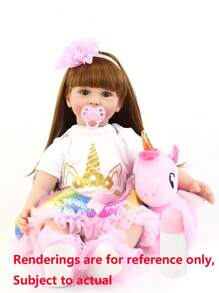 GUESSBELLY Búp bê em bé tái sinh bằng silicon mềm mại giống thật 60cm 24 inch Công chúa sơ sinh Đồ chơi đáng yêu cho bé gái Quà tặng sinh nhật khi đi ngủ - Hồng và trắng - Xem 1