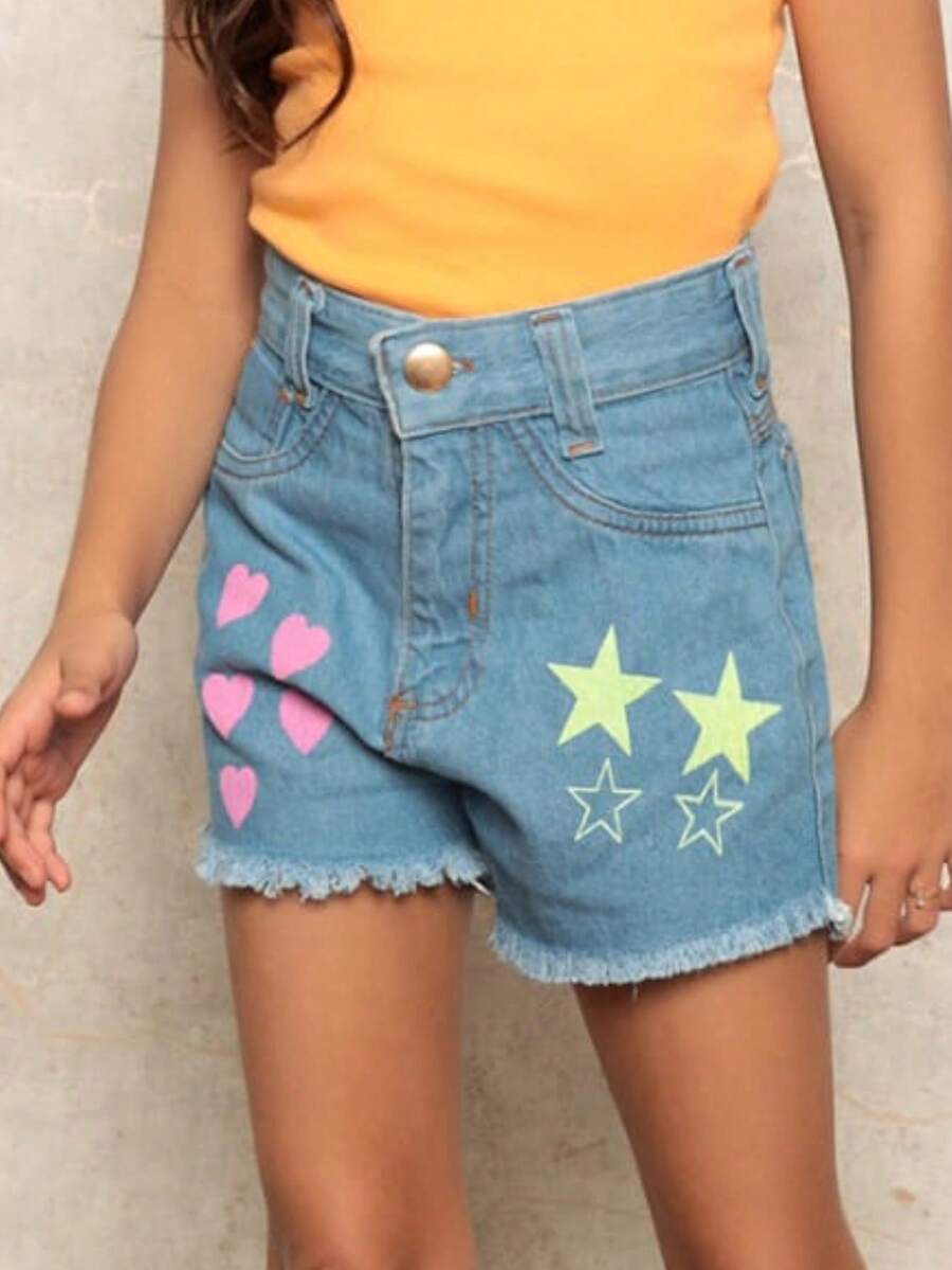 Tween Girls Denim Shorts - Rửa nhẹ - Xem 1
