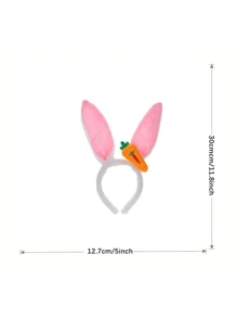 2 件裝復活節兔子耳朵髮帶,胡蘿蔔形兔子耳朵髮箍,適合節日和表演 - 彩色 - 查看 3